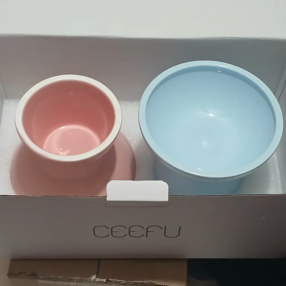 Ceefu Set of Blue and Pink Cat Bowls